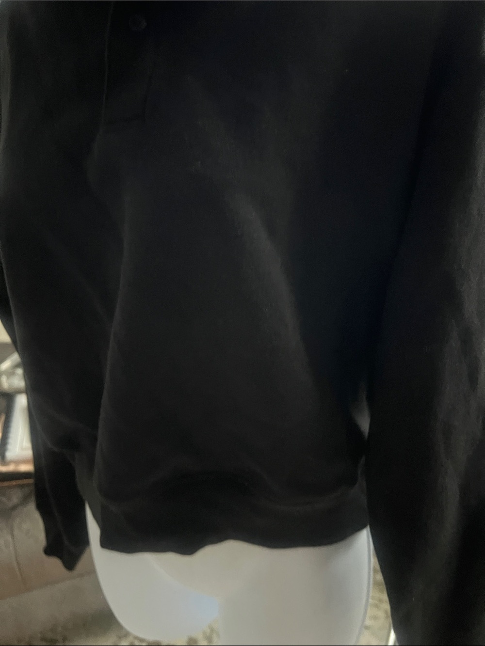 Skims cotton fleece polo Black Long Sleeve Polo Pullover - Picture 3 of 7